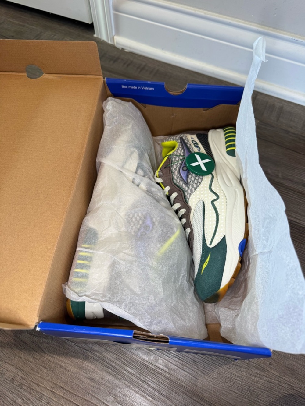 Saucony X Bodega 3D Grid Hurricane Cream Green Beige Sneakers - Picture 13 of 15